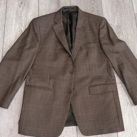 John W Nordstrom Mens 44R Blazer Sport Coat Brown LORO PIANA Wool Plaid Jacket - Picture 2 of 10
